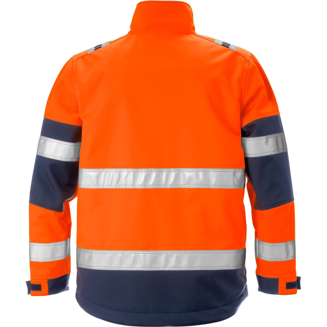 Fristads Hi-Vis Windproof Softshell Jacket Class 2 - 4083 WYH Hi-Vis Orange/Navy Back1#colour_hi-vis-orange-navy