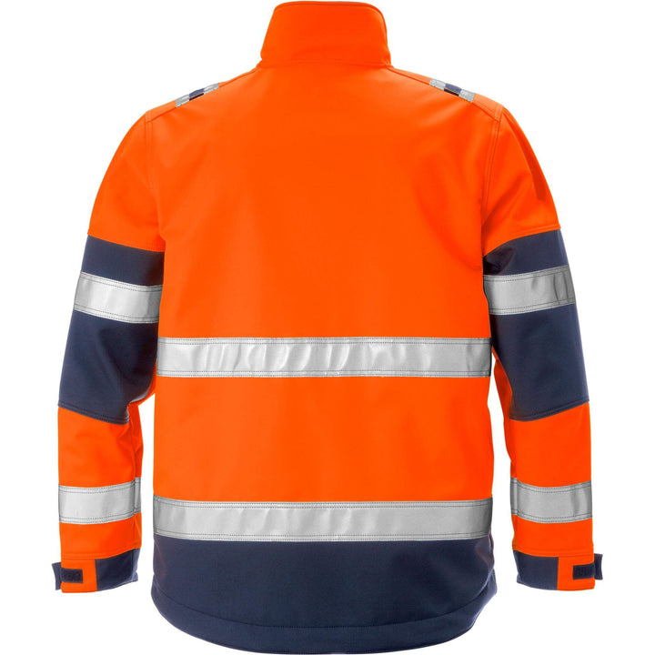 Fristads Hi-Vis Windproof Softshell Jacket Class 2 - 4083 WYH Hi-Vis Orange/Navy Back1#colour_hi-vis-orange-navy
