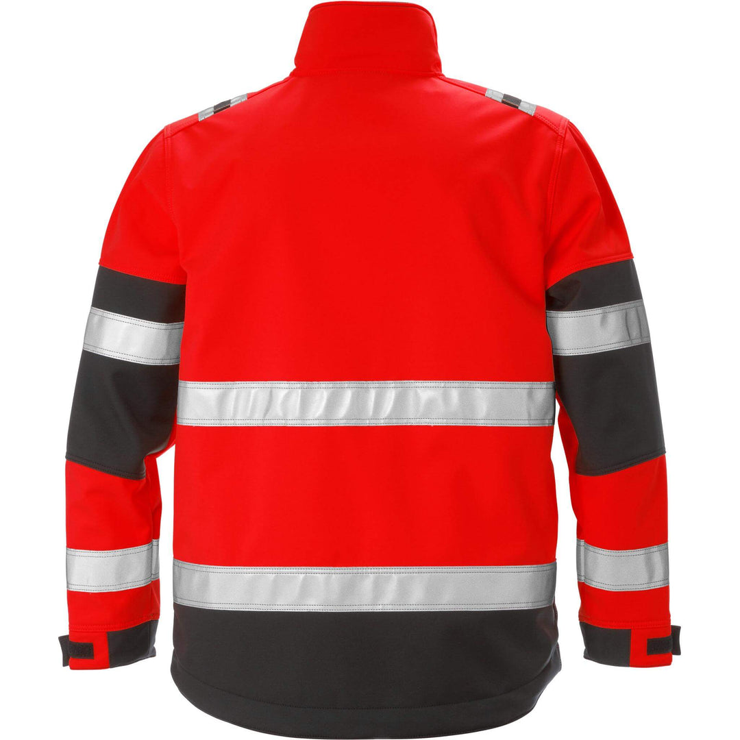 Fristads Hi-Vis Windproof Softshell Jacket Class 2 - 4083 WYH Hi-Vis Red/Black Back1#colour_hi-vis-red-black