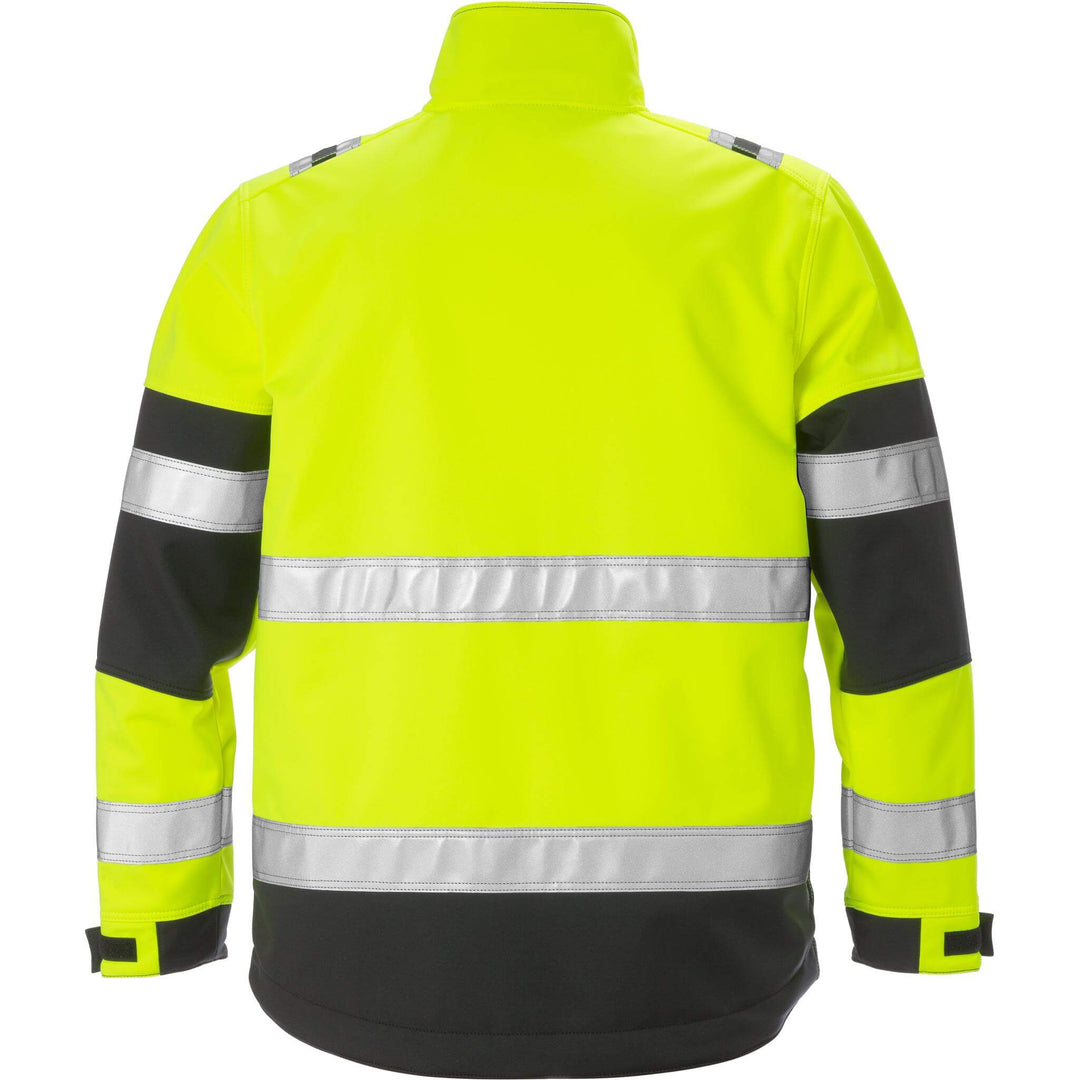 Fristads Hi-Vis Windproof Softshell Jacket Class 2 - 4083 WYH Hi-Vis Yellow/Black Back1#colour_hi-vis-yellow-black