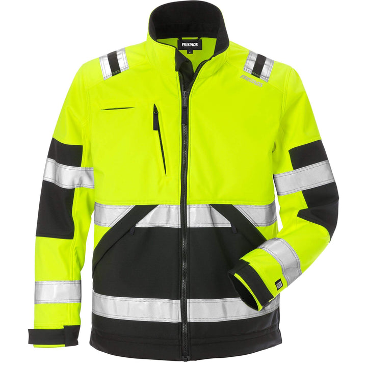 Fristads Hi-Vis Windproof Softshell Jacket Class 2 - 4083 WYH Hi-Vis Yellow/Black Front1#colour_hi-vis-yellow-black