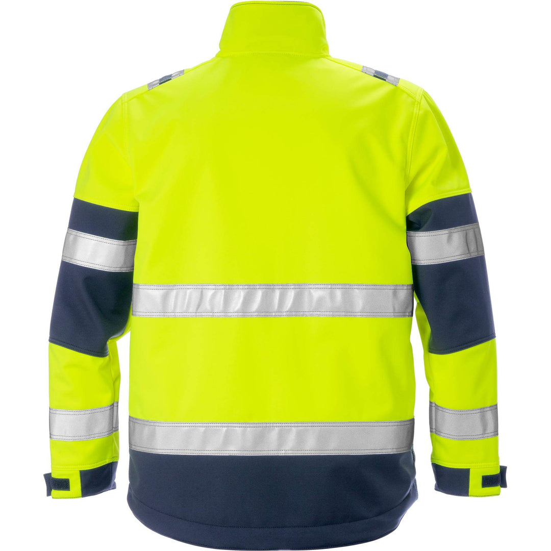 Fristads Hi-Vis Windproof Softshell Jacket Class 2 - 4083 WYH Hi-Vis Yellow/Navy Back1#colour_hi-vis-yellow-navy