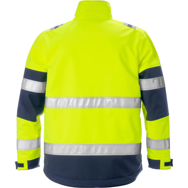 Fristads Hi-Vis Windproof Softshell Jacket Class 2 - 4083 WYH Hi-Vis Yellow/Navy Back1#colour_hi-vis-yellow-navy