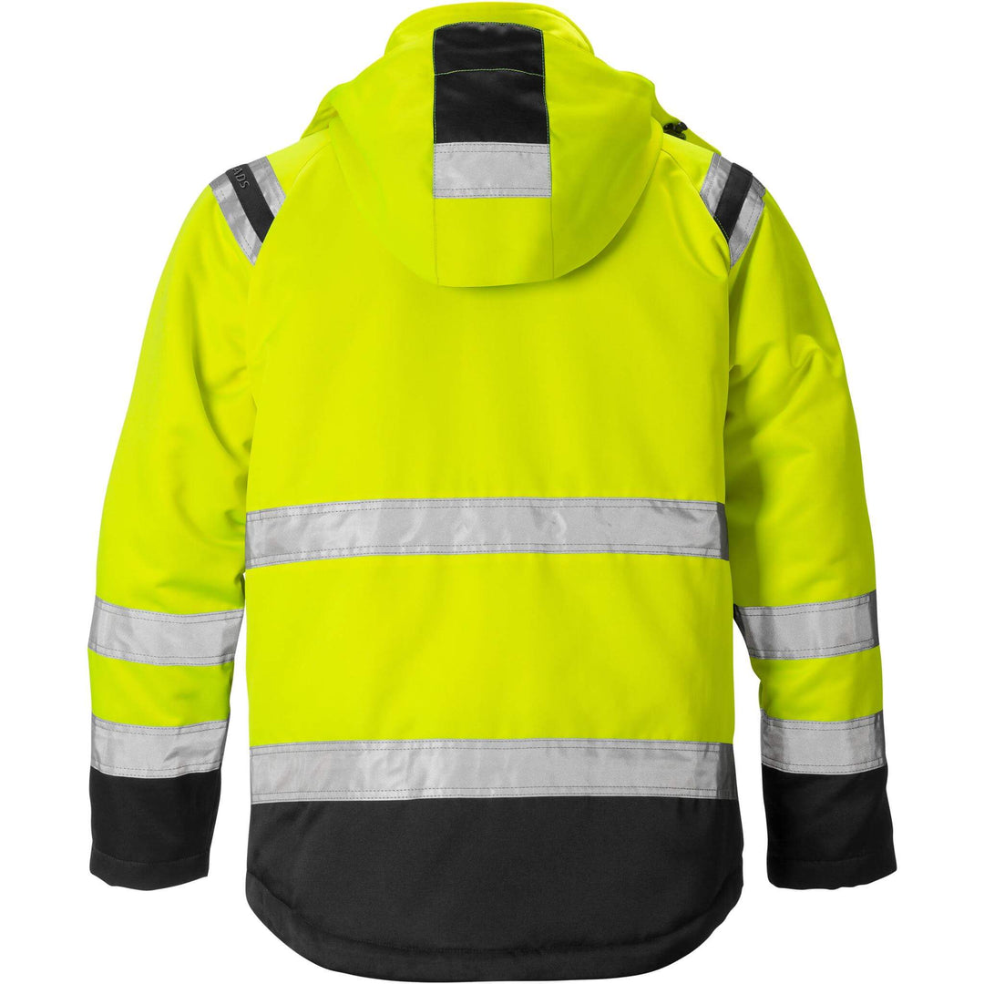 Fristads Hi-Vis Winter Jacket Class 3 - 4043 PP Hi-Vis Yellow/Black Back1#colour_hi-vis-yellow-black
