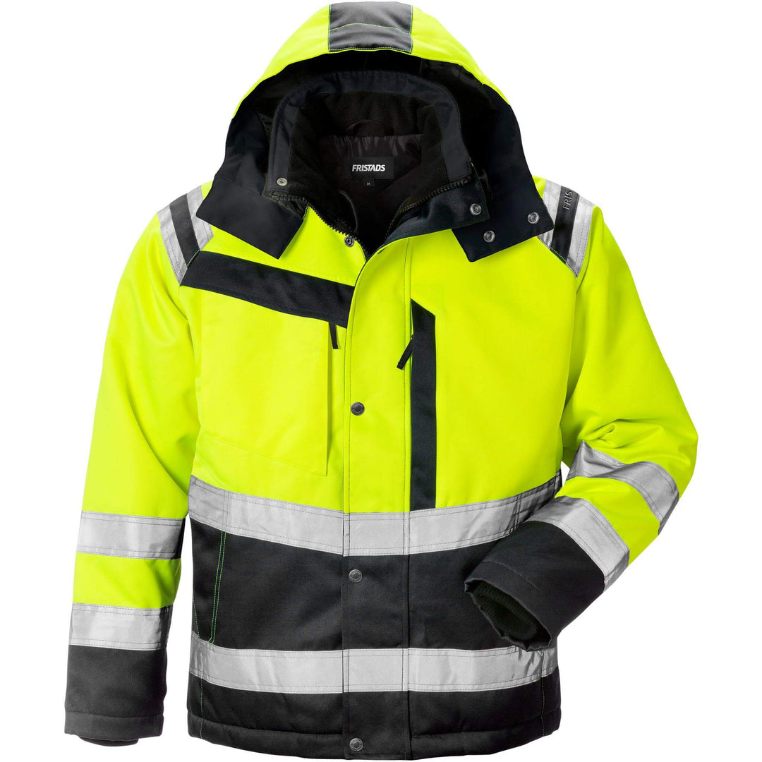 Fristads Hi-Vis Winter Jacket Class 3 - 4043 PP Hi-Vis Yellow/Black Front1#colour_hi-vis-yellow-black