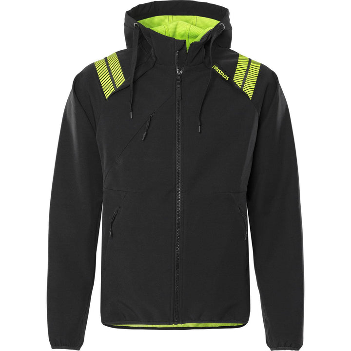 Fristads Hooded Windproof Softshell Jacket - 7461 GBON Black Front1#colour_black