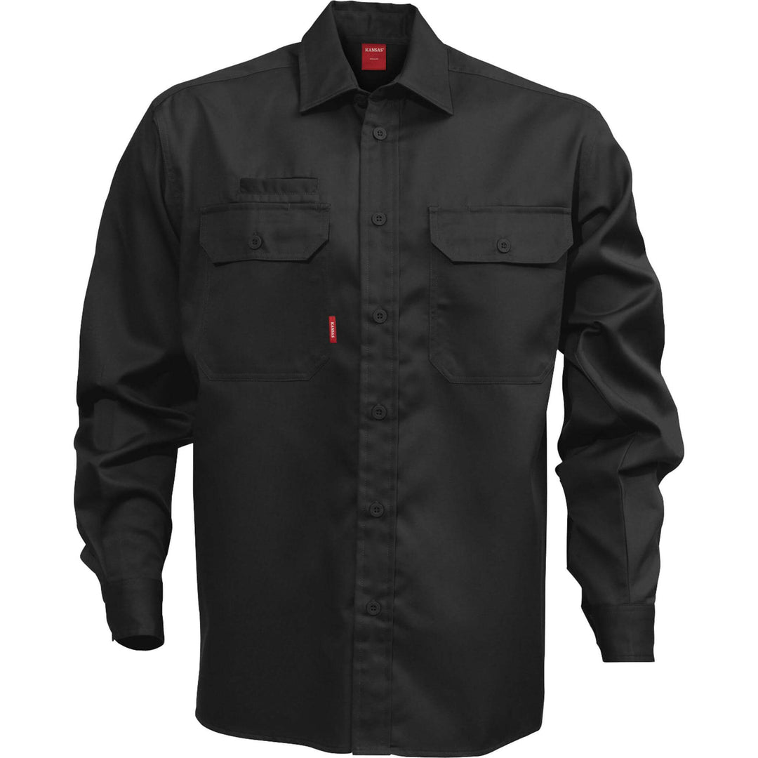 Fristads Kansas Cotton Shirt - 7386 BKS Black Front1#colour_black