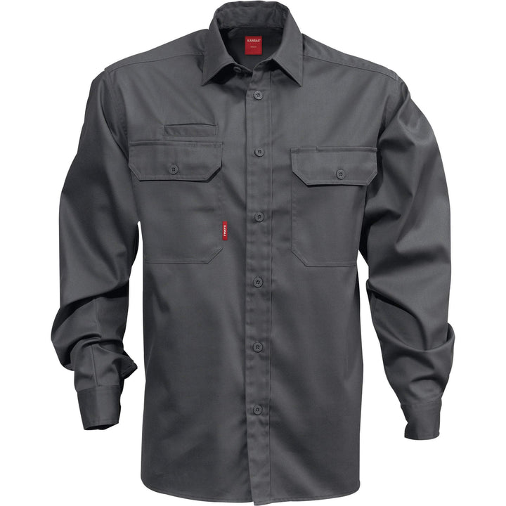 Fristads Kansas Cotton Shirt - 7386 BKS Dark Grey Front1#colour_dark-grey