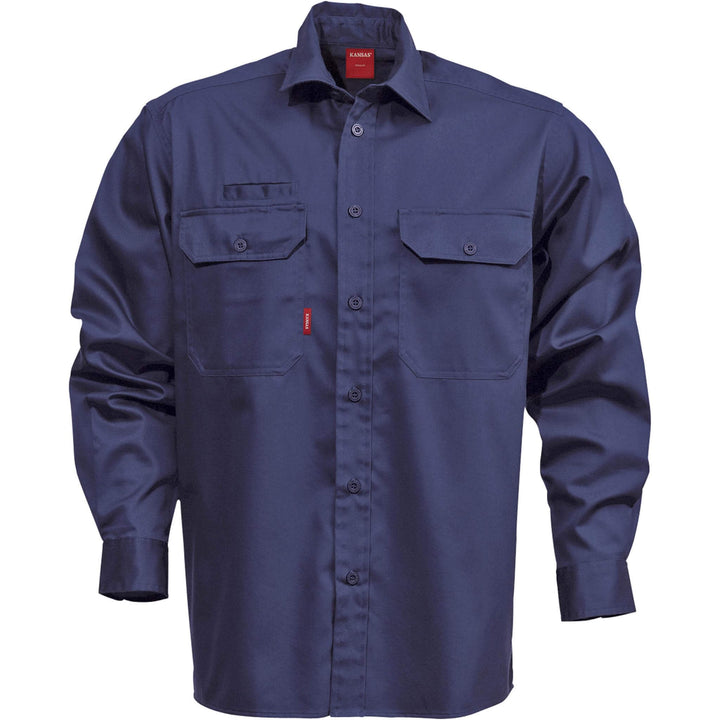 Fristads Kansas Cotton Shirt - 7386 BKS Navy Front1#colour_navy
