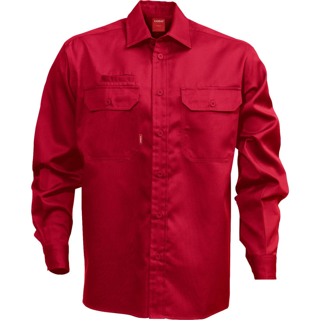 Fristads Kansas Cotton Shirt - 7386 BKS Red Front3#colour_red