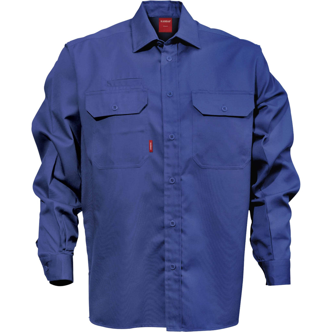 Fristads Kansas Cotton Shirt - 7386 BKS Royal Blue Front1#colour_royal-blue