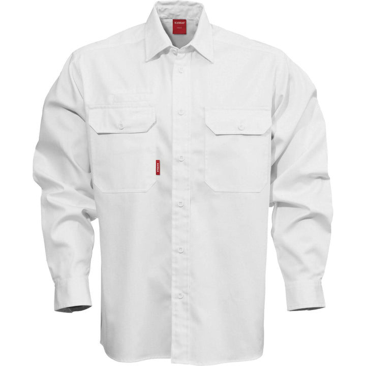 Fristads Kansas Cotton Shirt - 7386 BKS White Front1#colour_white