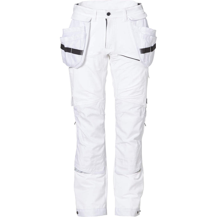 Fristads Kansas Evolve Craftsmen 4-Way-Stretch Detachable Holster Pocket Trousers White Front1#colour_white