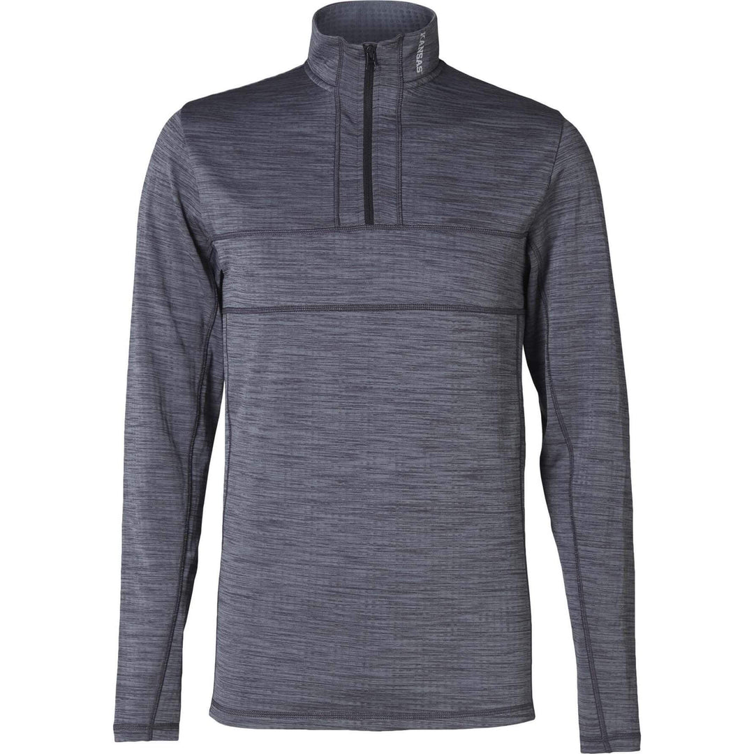 Fristads Kansas Evolve Moisture-Wicking Fast-Dry Long Sleeve T-Shirt Grey/Dark Grey Front1#colour_grey-dark-grey