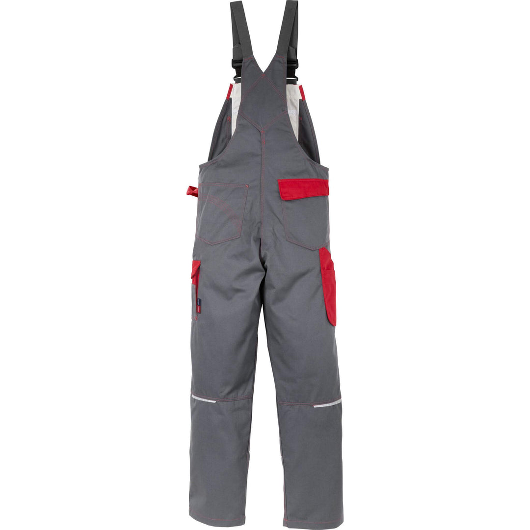 Fristads Kansas Icon Bib and Brace Grey/Red Back1#colour_grey-red