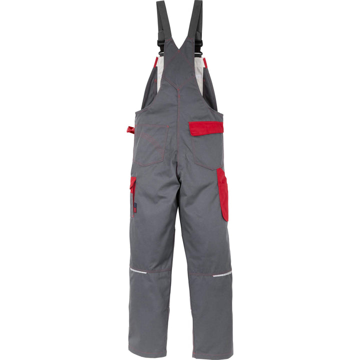 Fristads Kansas Icon Bib and Brace Grey/Red Back1#colour_grey-red