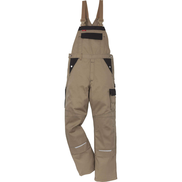 Fristads Kansas Icon Bib and Brace Khaki/Black Front1#colour_khaki-black