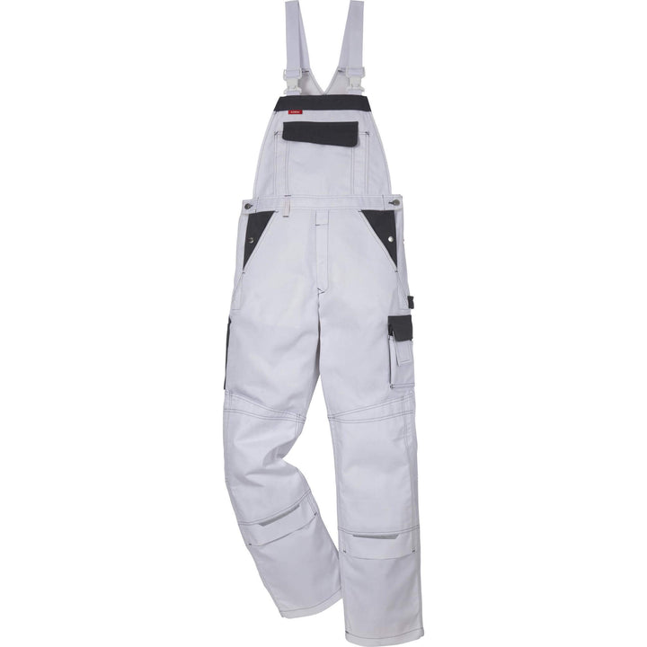 Fristads Kansas Icon Bib and Brace White/Grey Front1#colour_white-grey