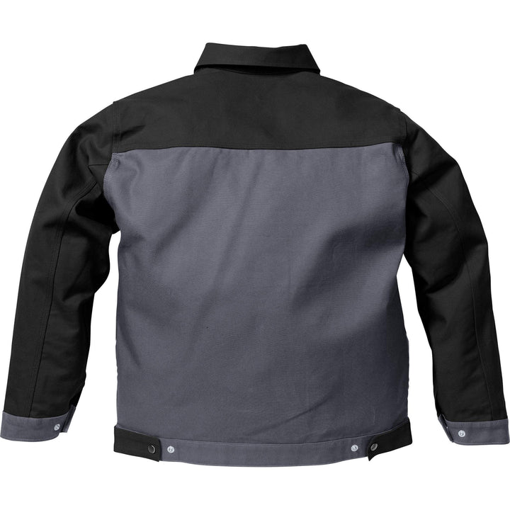 Fristads Kansas Icon Cotton Jacket Grey/Black Back2#colour_grey-black