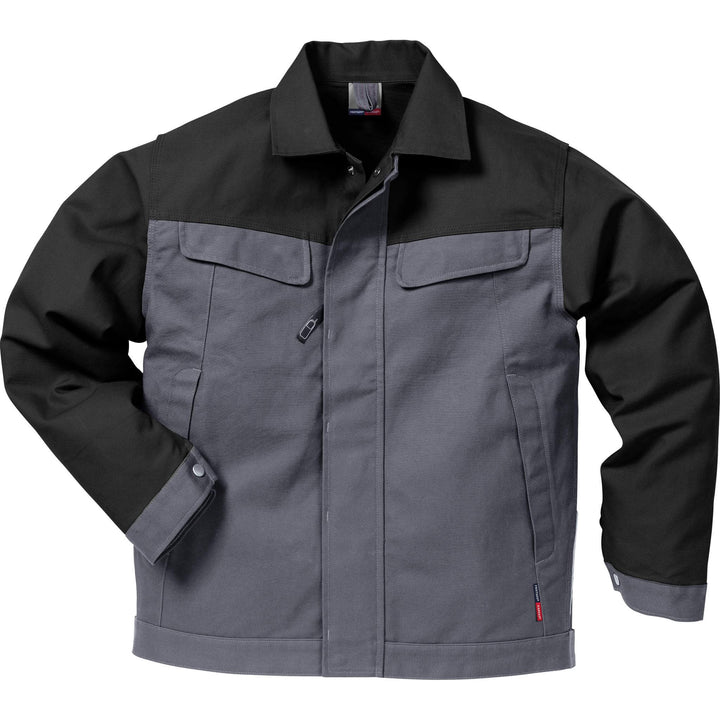 Fristads Kansas Icon Cotton Jacket Grey/Black Front1#colour_grey-black