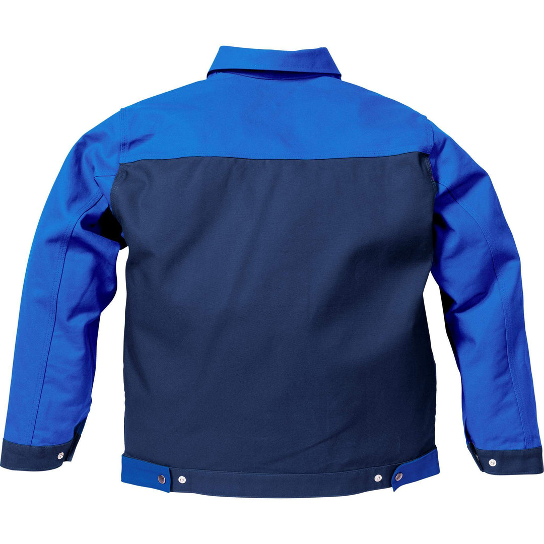 Fristads Kansas Icon Cotton Jacket Navy/Royal Back1#colour_navy-royal