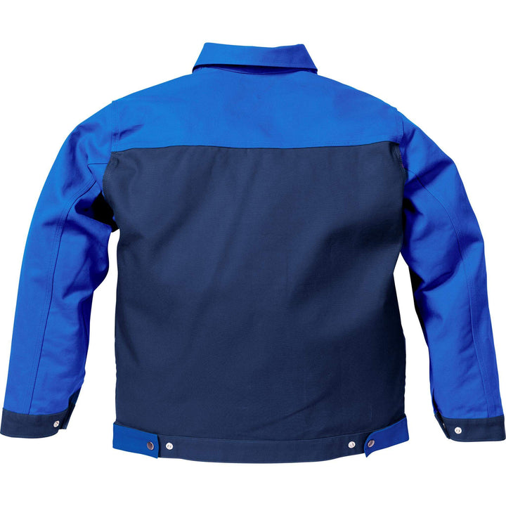 Fristads Kansas Icon Cotton Jacket Navy/Royal Back1#colour_navy-royal