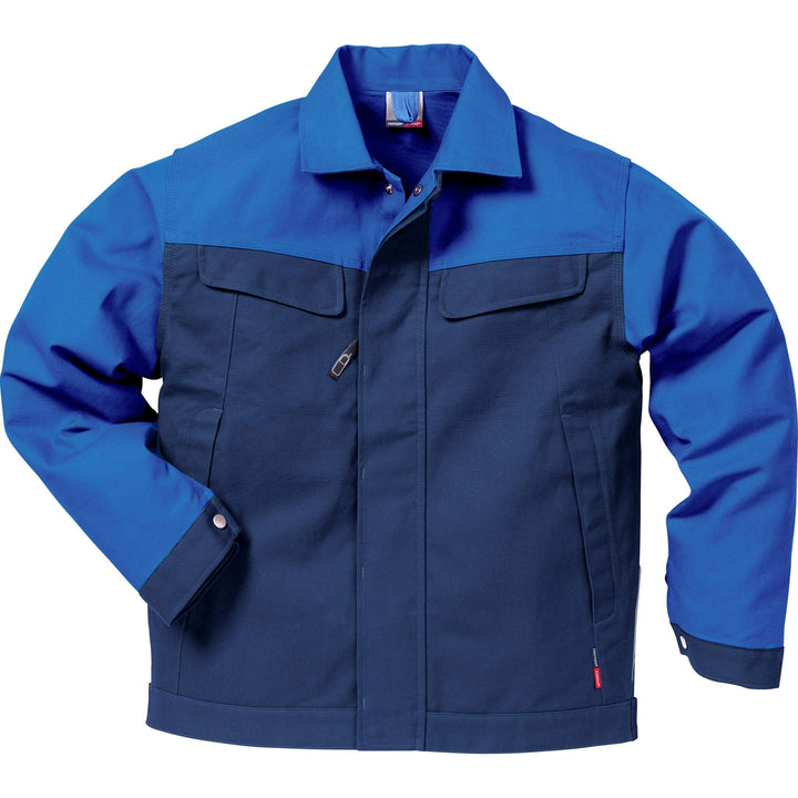 Fristads Kansas Icon Cotton Jacket Navy/Royal Front1#colour_navy-royal