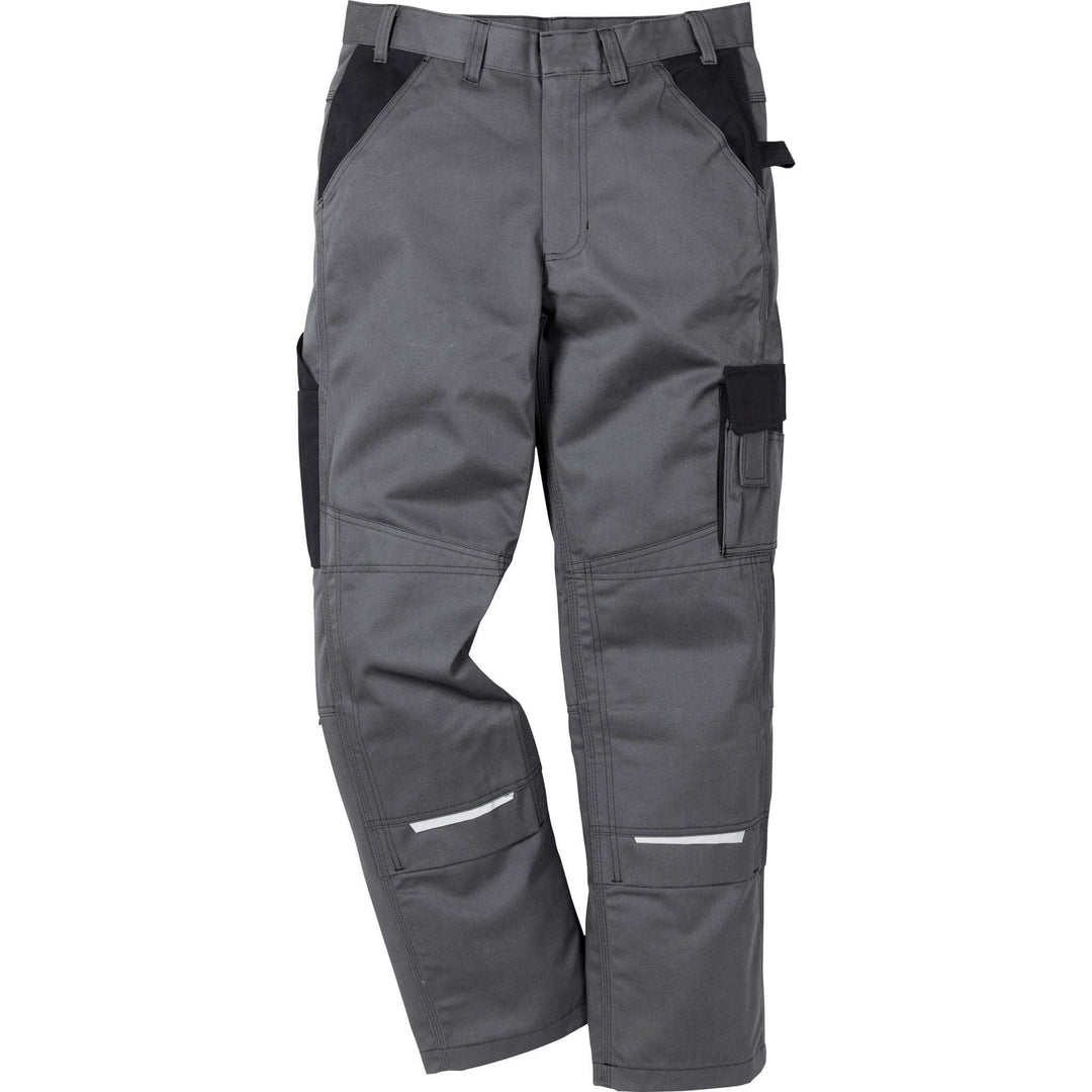 Fristads Kansas Icon Cotton Trousers Grey/Black Front1#colour_grey-black