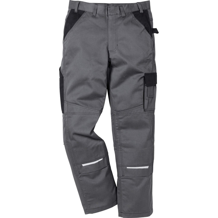 Fristads Kansas Icon Cotton Trousers Grey/Black Front1#colour_grey-black