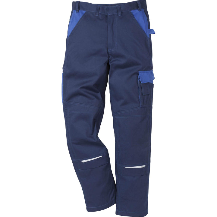 Fristads Kansas Icon Cotton Trousers Navy/Royal Front1#colour_navy-royal