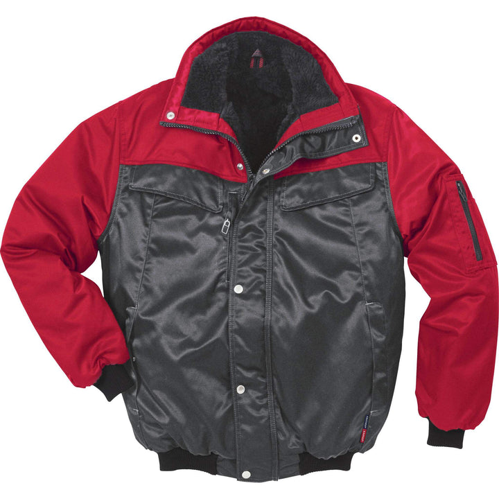 Fristads Kansas Icon Insulated Winter Pilot Jacket Grey/Red Front1#colour_grey-red
