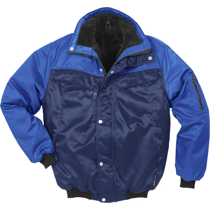 Fristads Kansas Icon Insulated Winter Pilot Jacket Navy/Royal Front1#colour_navy-royal