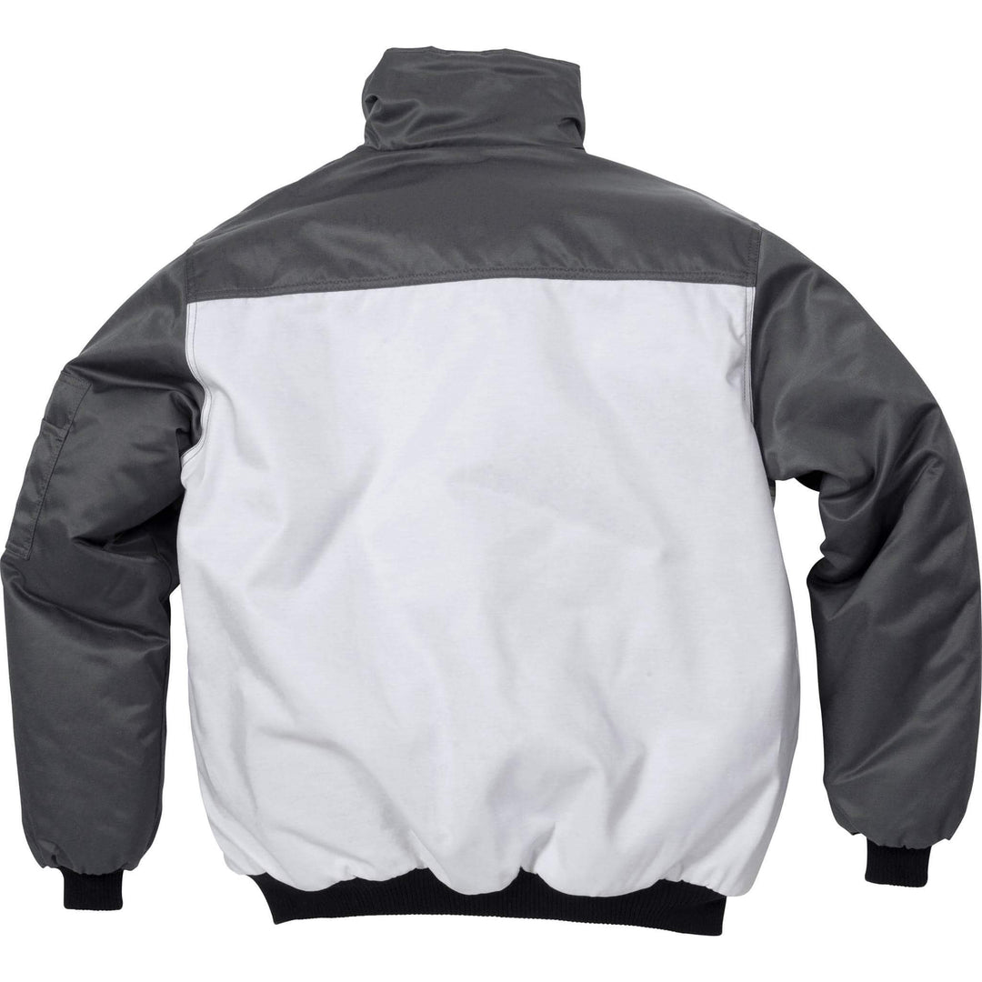 Fristads Kansas Icon Insulated Winter Pilot Jacket White/Grey Back1#colour_white-grey