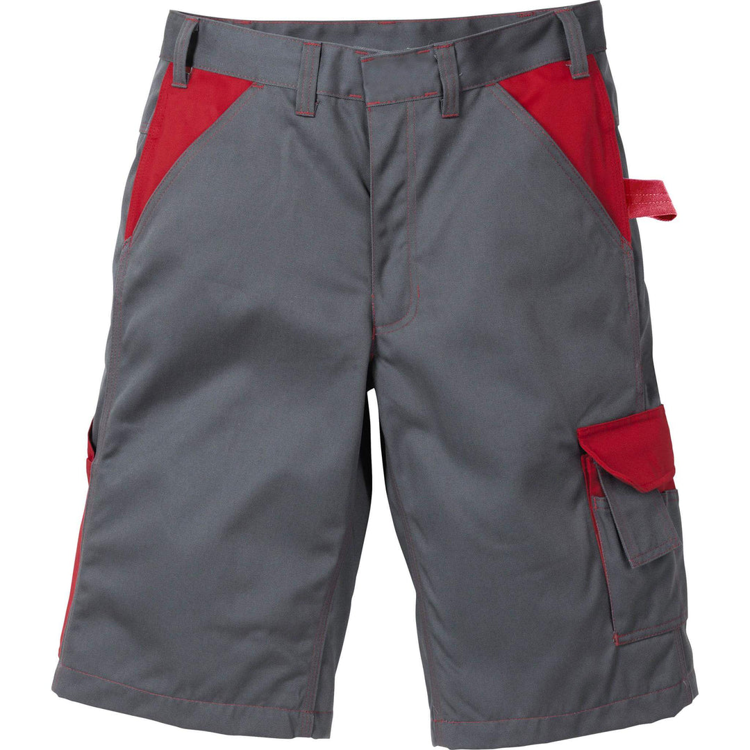 Fristads Kansas Icon Shorts Grey/Red Front1#colour_grey-red