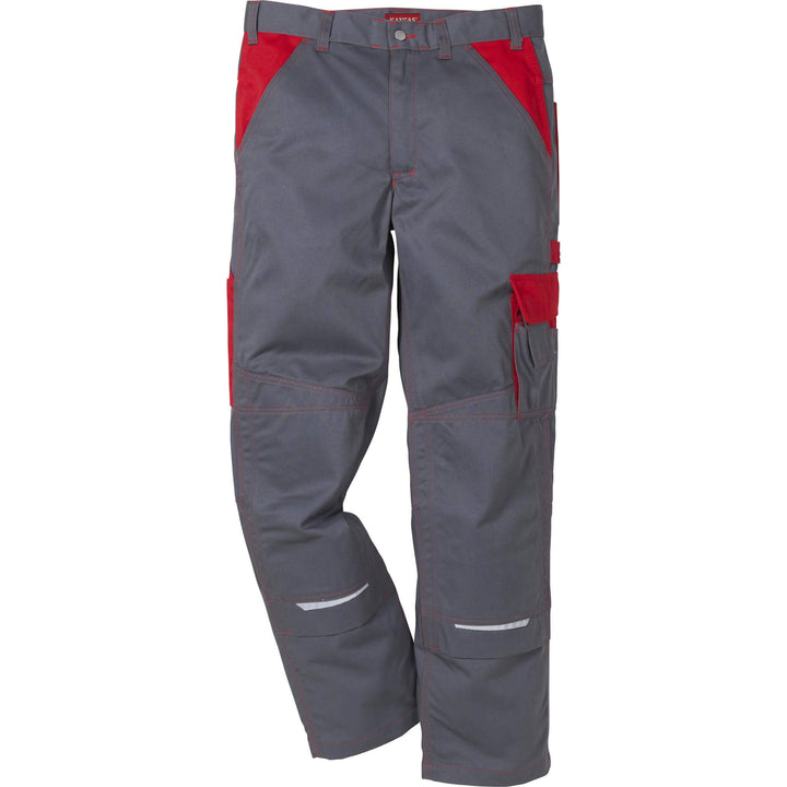 Fristads Kansas Icon Trousers Grey/Red Front1#colour_grey-red