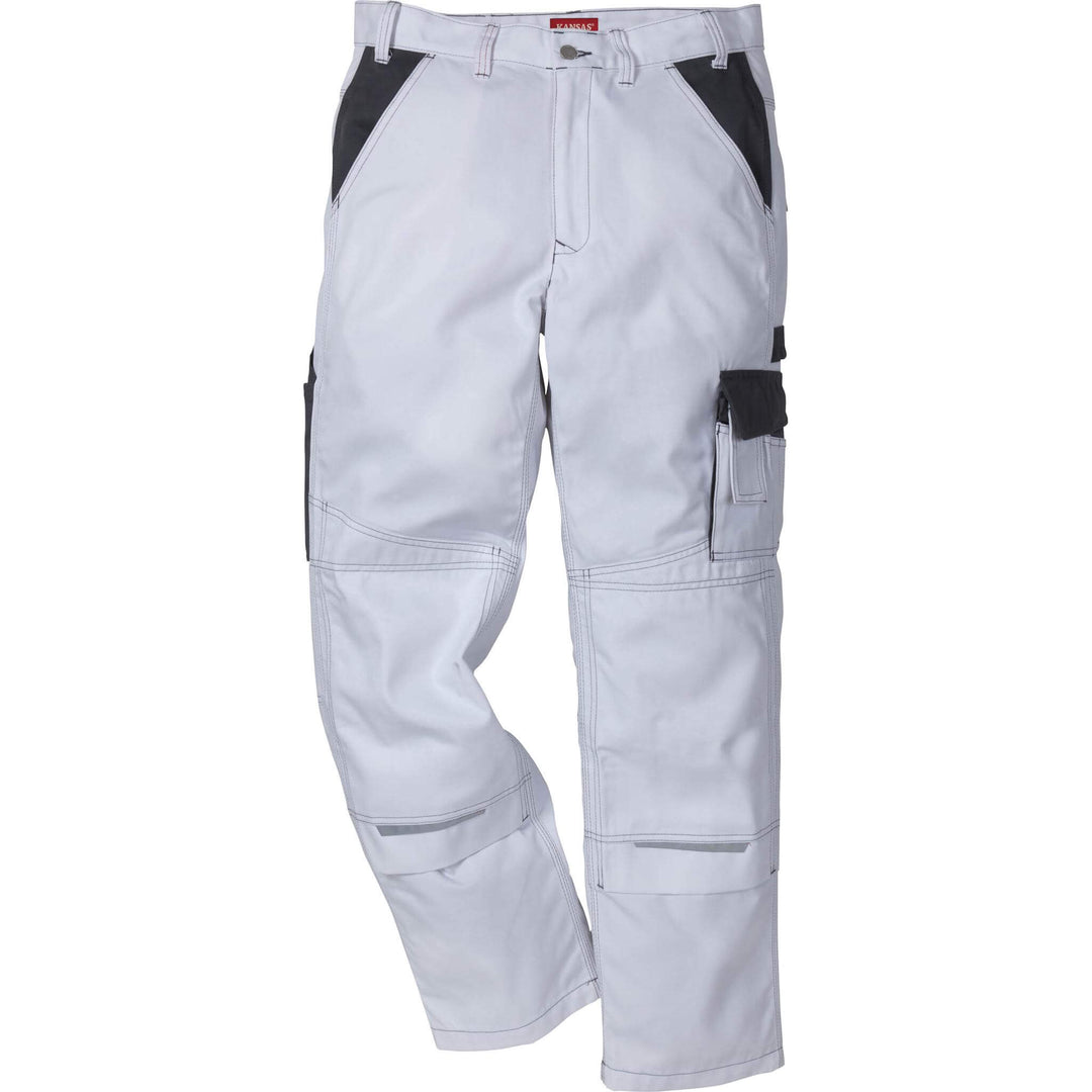 Fristads Kansas Icon Trousers White/Grey Front1#colour_white-grey