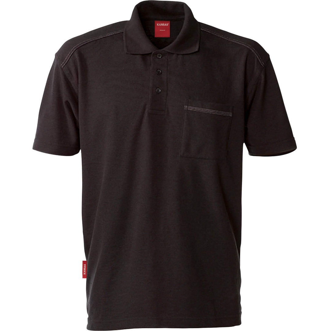Fristads Kansas Match Polo Shirt Black Front1#colour_black