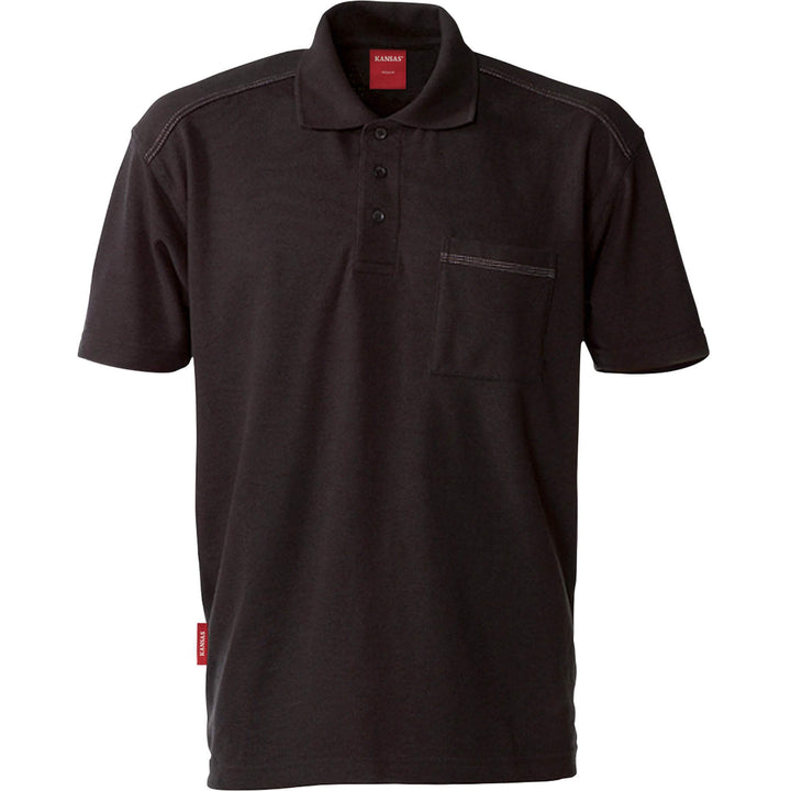 Fristads Kansas Match Polo Shirt Black Front1#colour_black
