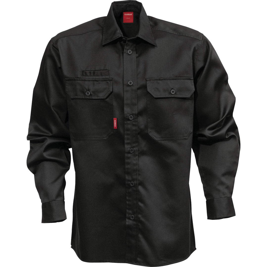 Fristads Kansas Polycotton Shirt - 7385 B60 Black Front1#colour_black