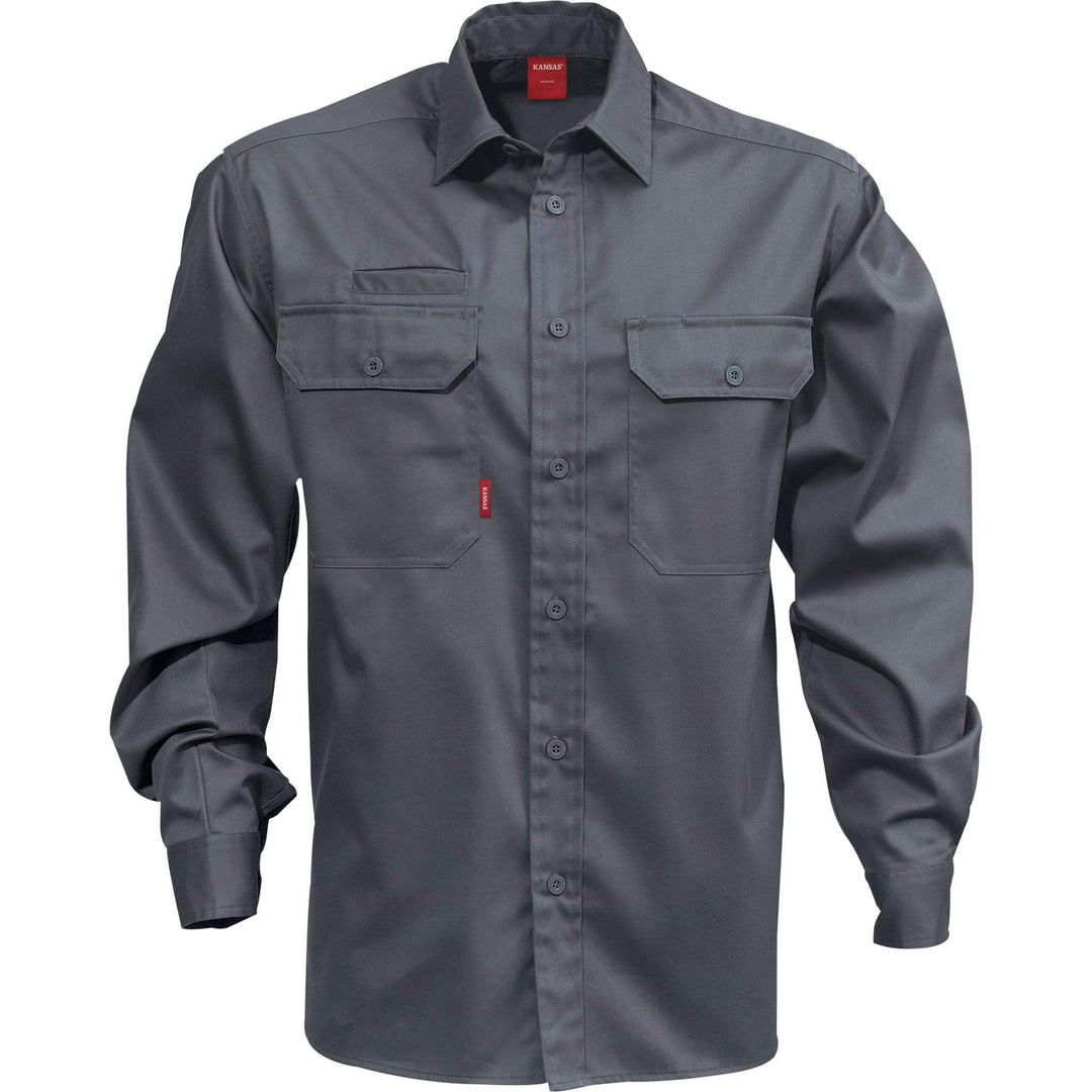 Fristads Kansas Polycotton Shirt - 7385 B60 Dark Grey Front1#colour_dark-grey