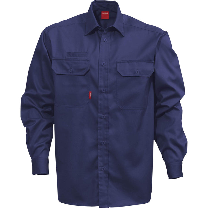 Fristads Kansas Polycotton Shirt - 7385 B60 Navy Front1#colour_navy
