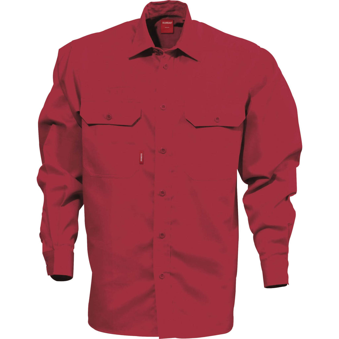 Fristads Kansas Polycotton Shirt - 7385 B60 Red Front1#colour_red