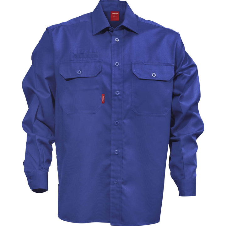 Fristads Kansas Polycotton Shirt - 7385 B60 Royal Blue Front1#colour_royal-blue