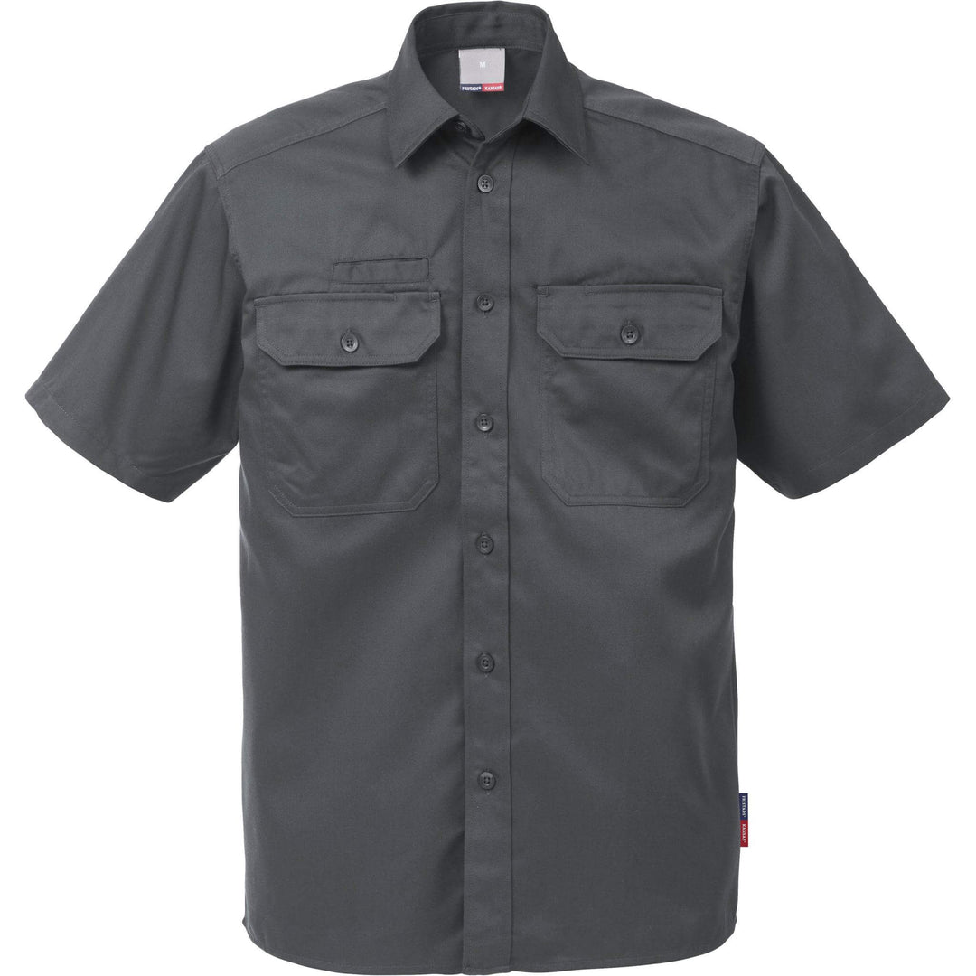 Fristads Kansas Short Sleeve Shirt - 7387 B60 Dark Grey Front1#colour_dark-grey