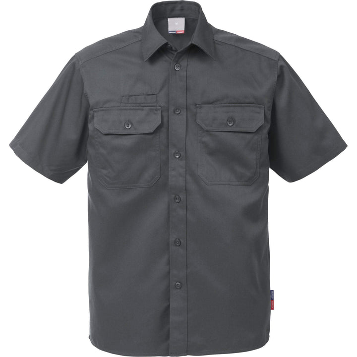 Fristads Kansas Short Sleeve Shirt - 7387 B60 Dark Grey Front1#colour_dark-grey