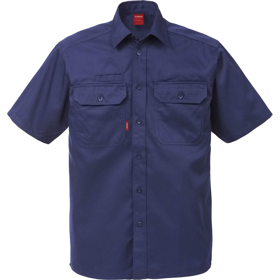 Fristads Kansas Short Sleeve Shirt - 7387 B60 Navy Front1#colour_navy