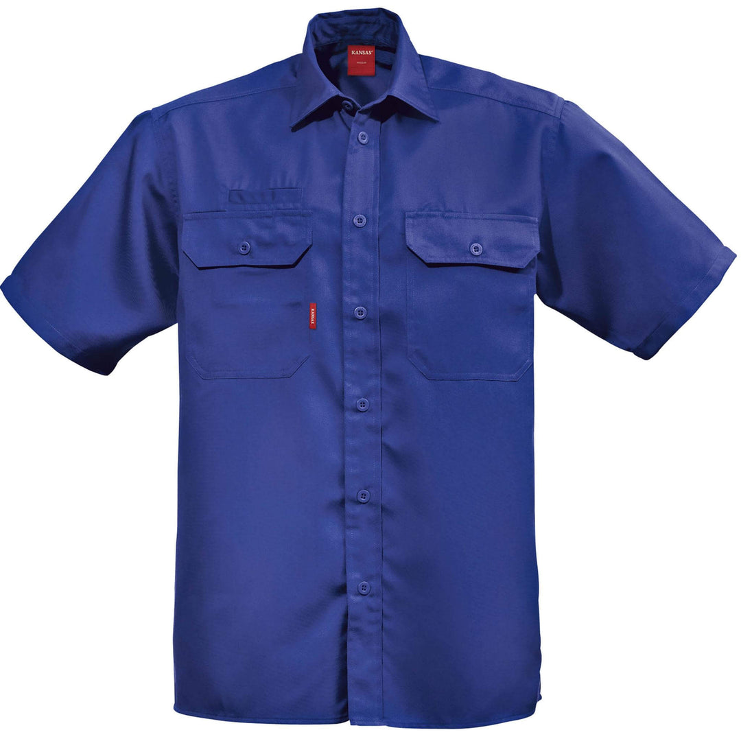 Fristads Kansas Short Sleeve Shirt - 7387 B60 Royal Blue Front1#colour_royal-blue