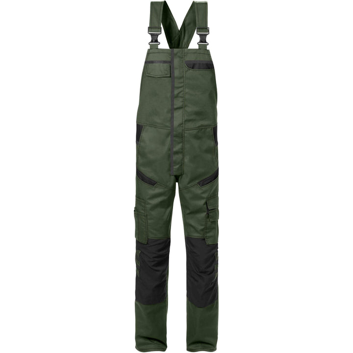 Fristads Knee Pad Bib and Brace - 1555 STFP Army Green/Black Front1#colour_army-green-black