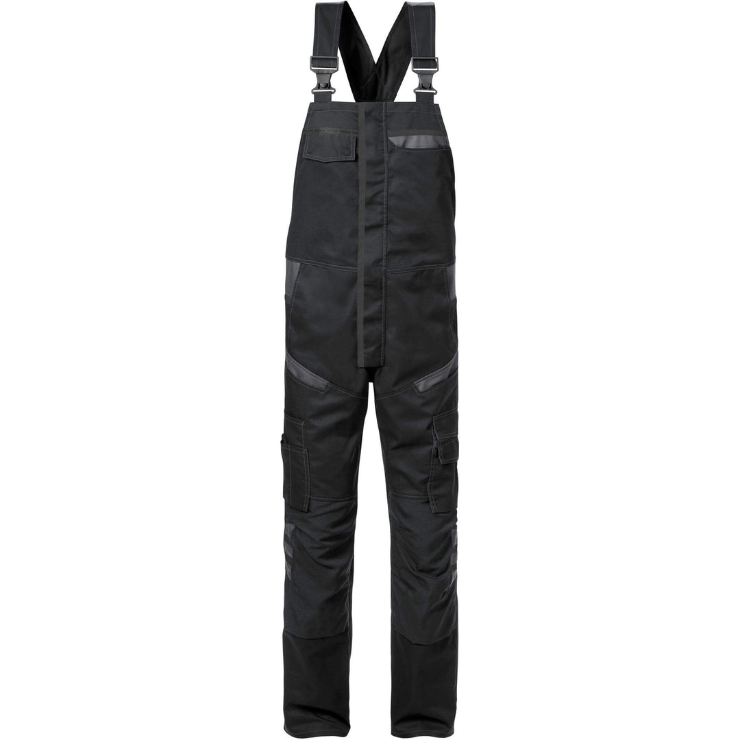 Fristads Knee Pad Bib and Brace - 1555 STFP Black/Grey Front1#colour_black-grey