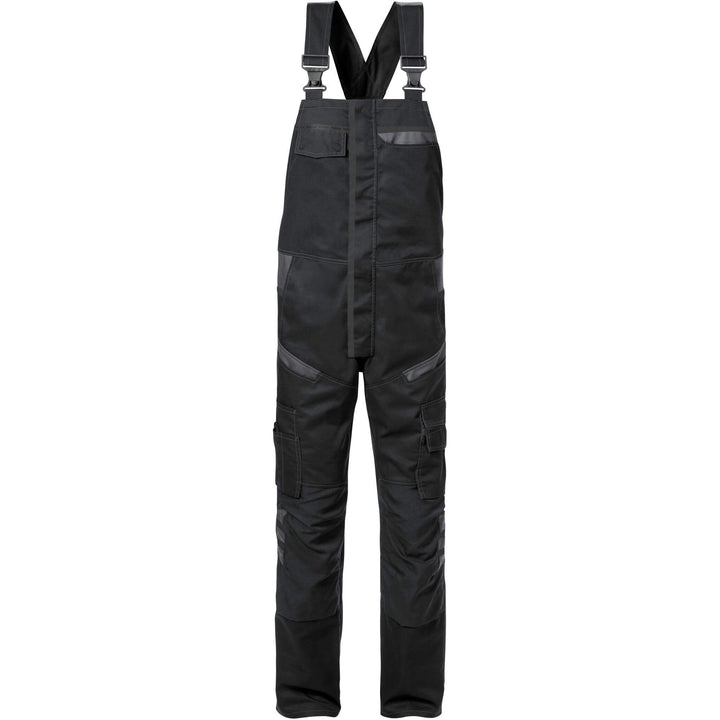 Fristads Knee Pad Bib and Brace - 1555 STFP Black/Grey Front1#colour_black-grey